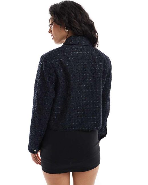 ONLY Black Zip Through Boucle Cropped Jacket