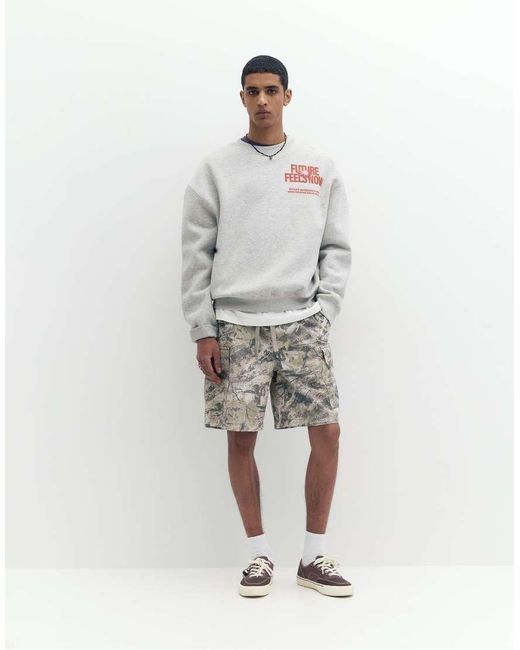 Pull&Bear Bermuda Cargoshort Van Ripstop in het Gray voor heren