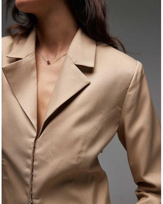 emory park Gray Fitted Waist Open Back Blazer