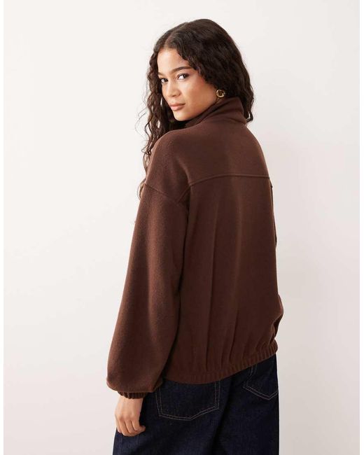 ASOS Brown Supersoft Funnel Neck Top With Bubble Hem