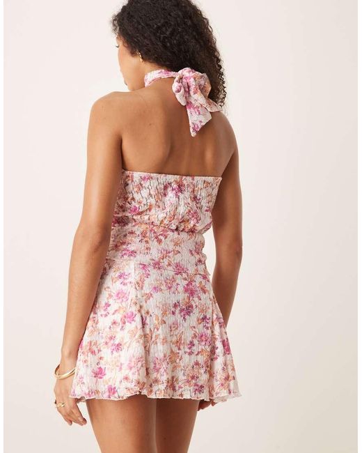 ASOS Pink Cinch Waist Tie Back Halter Top