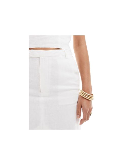 Bardot White Linen Maxi Skirt With Split