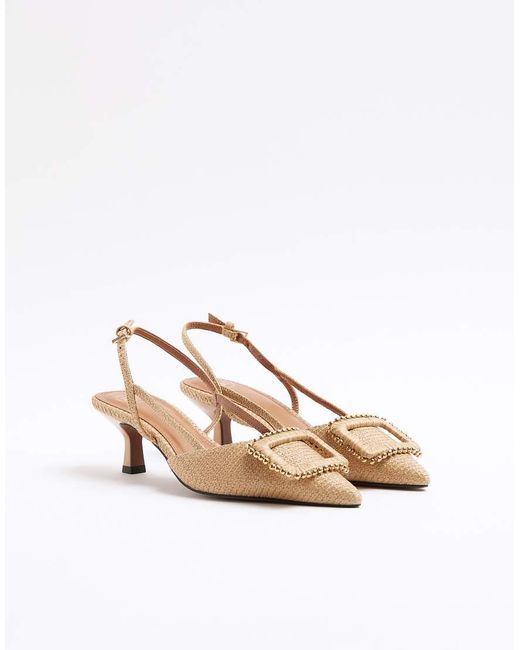 River Island White Slingback Heel With Buckle