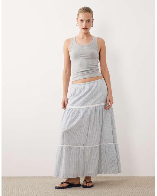 Abercrombie & Fitch Gray Tiered Maxi Skirt