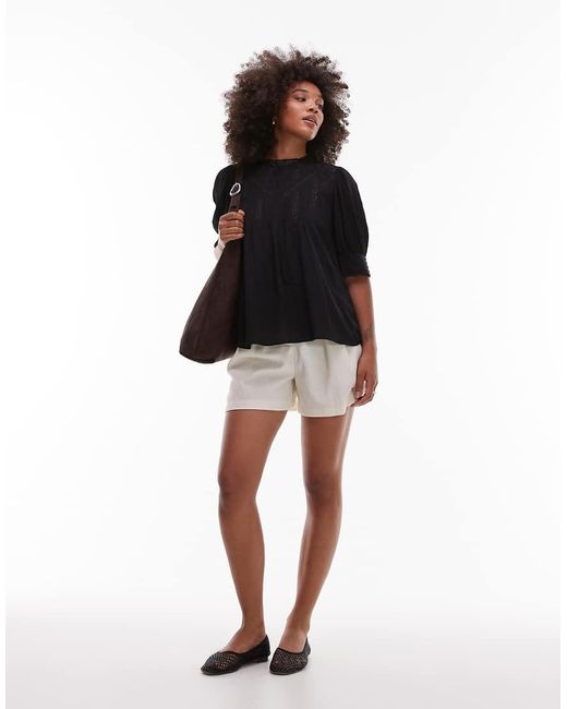 & Other Stories Black Embroidered Lace Blouse