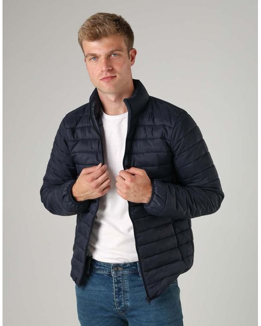 French Connection Blue Superlight Funnel Neck Puffer Jacket for men