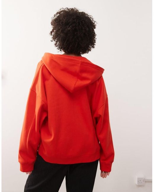 Collusion Red Unisex Zip Through Hoodie