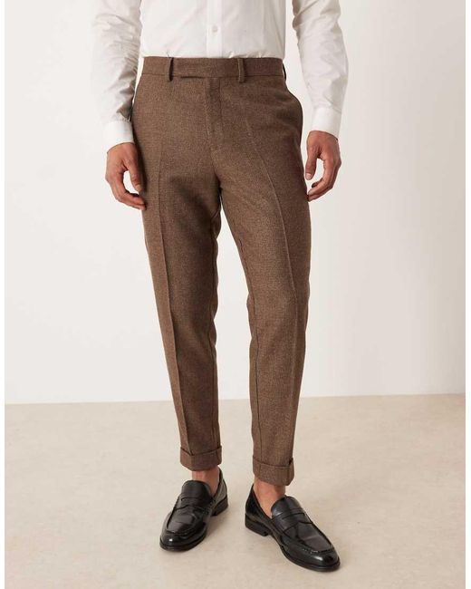 Pantalones De Traje Marrones A Cuadros De Corte Tapered De Mezcla De Lana De ASOS de hombre de color Natural