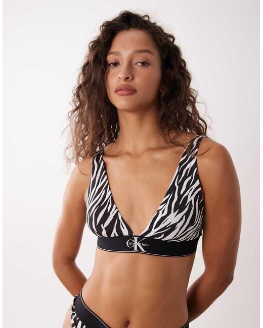 Calvin Klein Black Graphic Logo Lightly Lined Triangle Bra