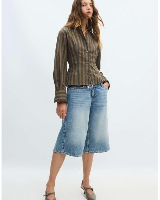 Stradivarius Blue Striped Shirt