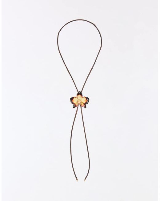 Bershka White Adjustable Flower Cord Necklace