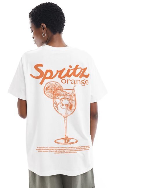 ASOS White Regular Fit T-shirt With Orange Spritz Drink