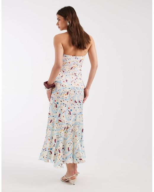 laagam White Polly Bandeau Midi Dress