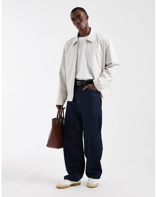 ASOS White Oversized Harrington Jacket for men