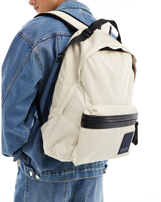 Armani Exchange Blue Linear Label Logo Backpack for men