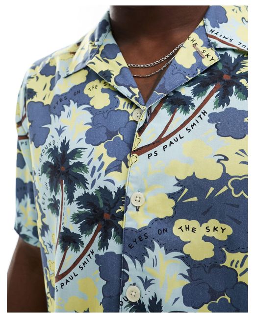 Camisa con estampado floral y cuello PS by Paul Smith de hombre de color Blue