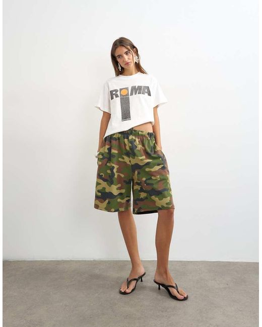 TOPSHOP White 'roma' Graphic Boxy Tee