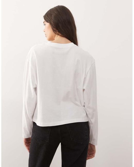 Collusion White Boxy Long Sleeve T-Shirt