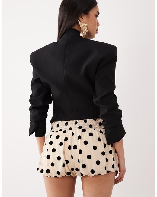 ASOS Black Flocked Polka Dot Mini Bloomer Shorts