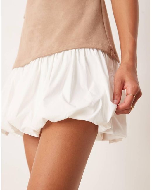 ASOS Natural Suedette T Shirt Mini Dress With Bubble Hem