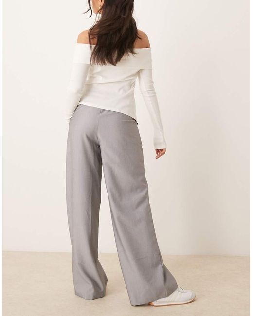 ASOS Natural Tailored Wide Leg Dad Trousers