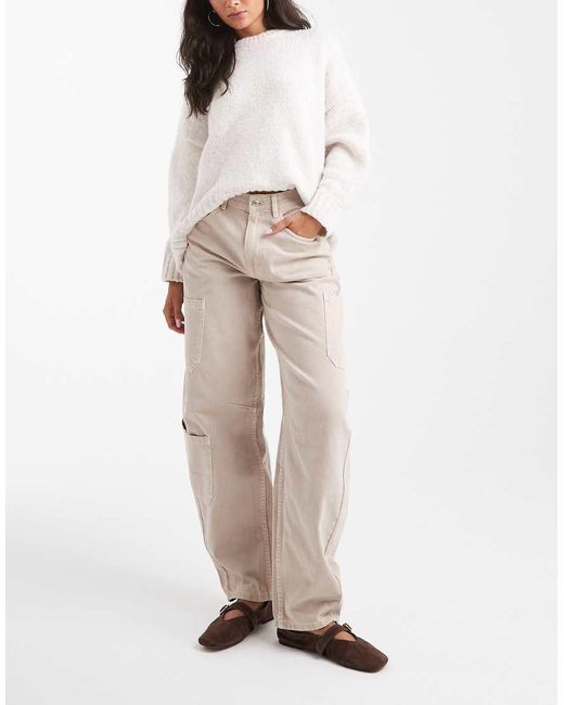 ASOS Natural Cargo Barrel Jeans