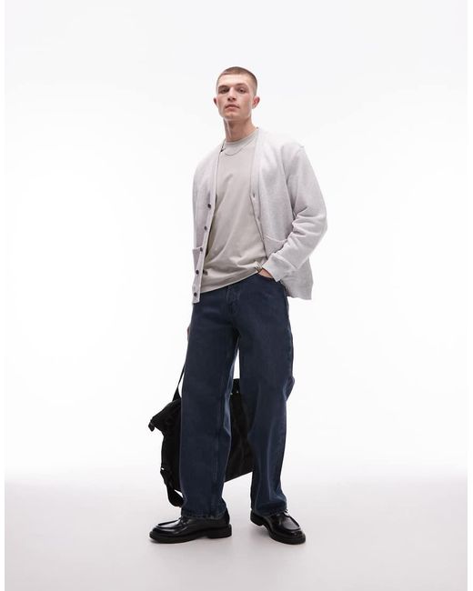 ARKET Gray Midweight Terry Cardigan With V-neck for men
