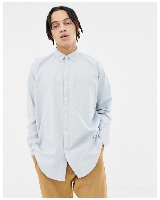 ASOS Oversized Oxford Shirt in Blue for Men Lyst