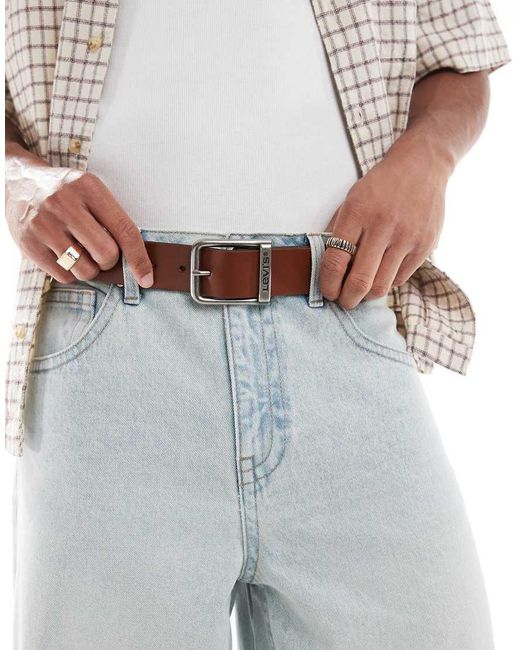 Levi's Gray Alderpoint Square Buckle Leather Belt for men