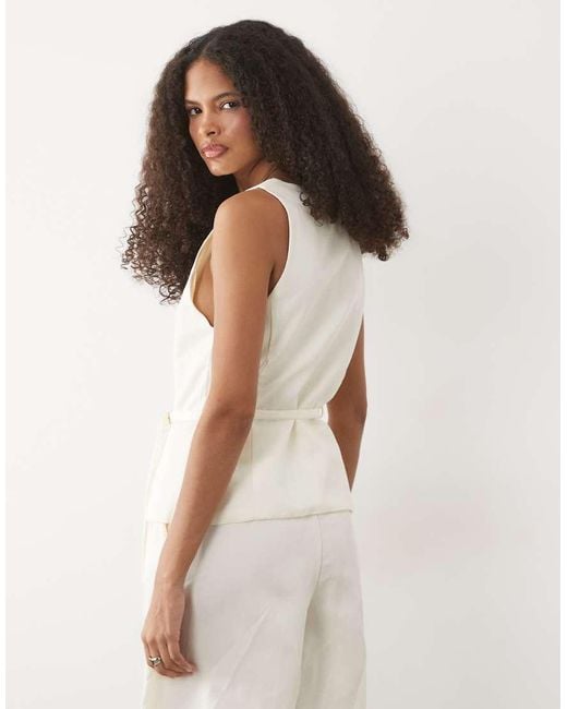 Mango White Tailored Tie Waist Jumpsuit