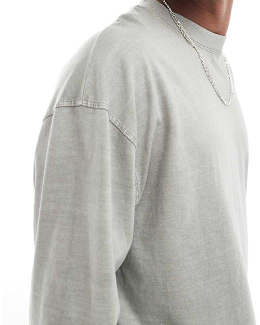 ASOS Gray Oversized Long Sleeve T-shirt for men