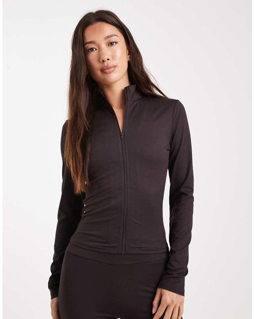 Miss Selfridge Blue Sculpted Zip Through Top
