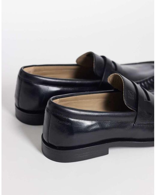 Calvin Klein Blue Real Leather Loafers for men