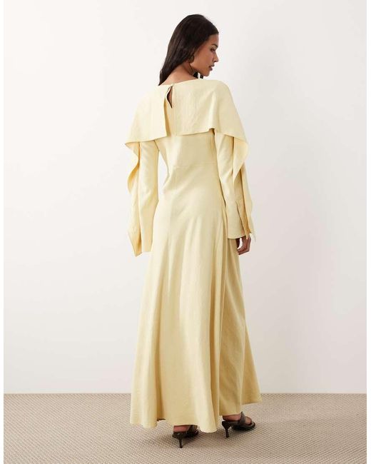 ASOS Natural Maxi Godets Dress With Cape