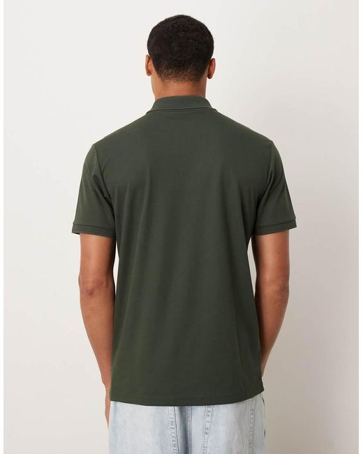 SELECTED Green Half Zip Polo Shirt for men