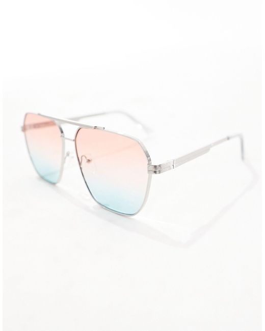 River Island Blue Sunset Lens Aviator Sunglasses for men