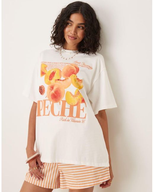ASOS White Oversized T-shirt With Peach Graphic