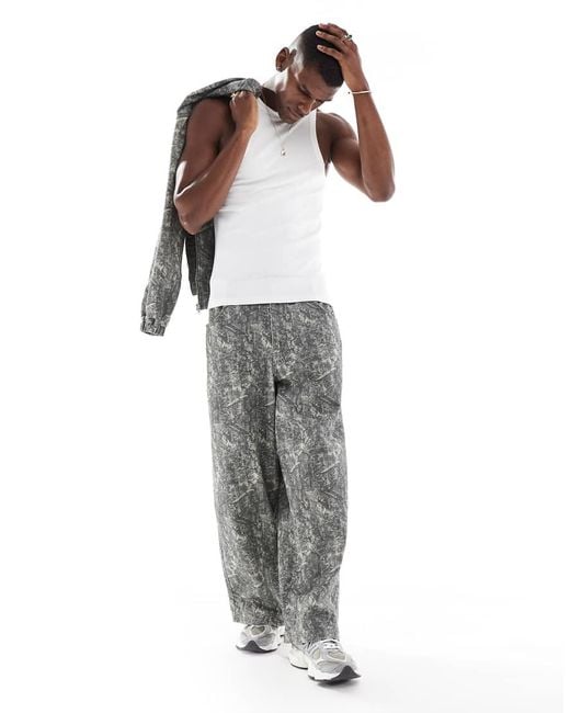 ASOS Oversized Parachute Broek Met Camouflageprint, Deel Van Co-Ord Set in het Multicolor voor heren