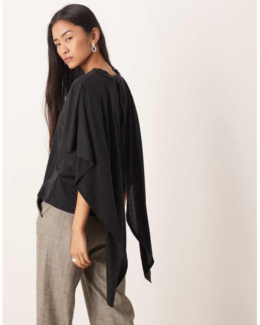 ASOS White Draped Sleeve Detail Long Sleeve Top