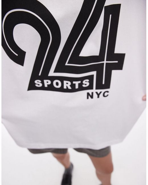 TOPSHOP White Graphic 24 Sports Nyc Tee