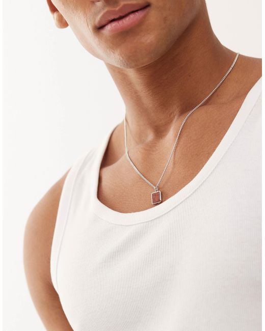 Collier chaîne avec pendentif marron effet marbré FADED FUTURE pour homme en coloris White