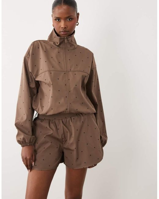 4th & Reckless Brown Nylon Track Shorts Co-ord