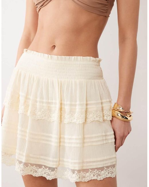 Miss Selfridge Yellow Beach Cheesecloth Lace Skort