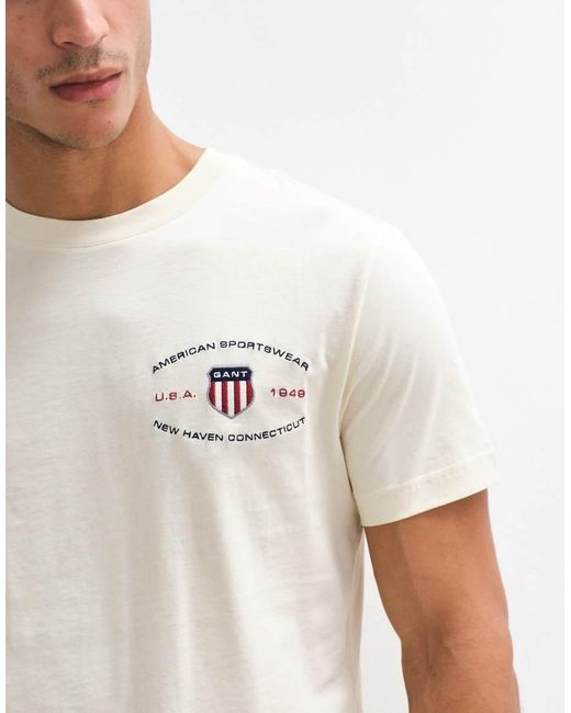 Gant White Chest Print Shield Logo T-shirt for men