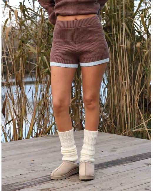 SIMMI Brown Layla Knitted Mini Shorts
