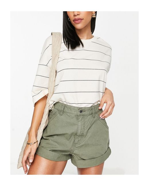 ASOS Slouchy Mom Short in Green | Lyst 