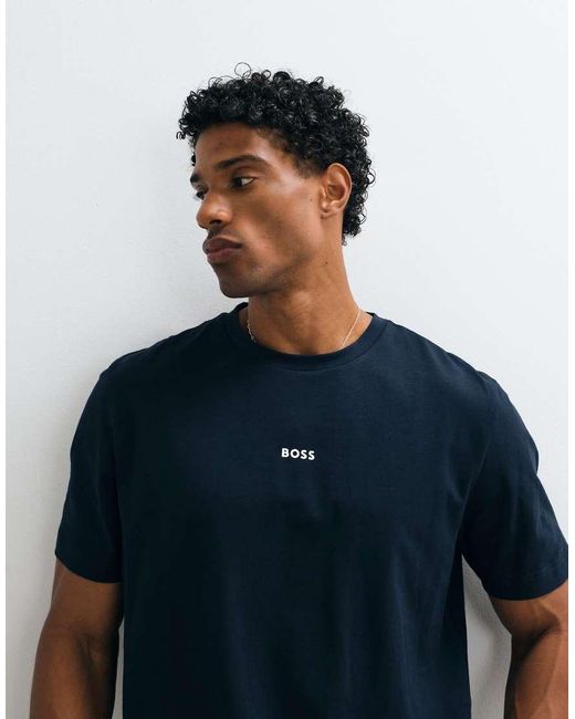 Boss Hugo Boss Relaxed-Fit T-Shirt Met Kleine Print in het Blue voor heren