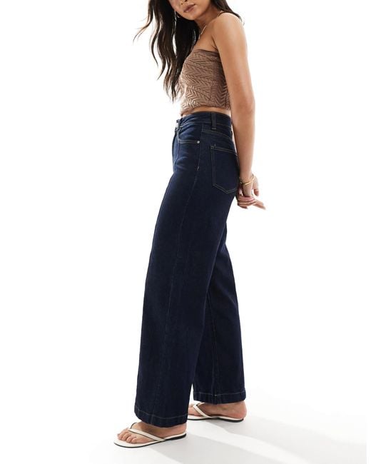 ONLY Blue Hope High Waist Wide Leg Jeans With Front Seam Detail