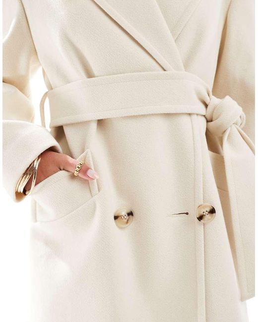 Abrigo De Vestir Cruzado Con Cinturón De -Blanco Miss Selfridge de color White