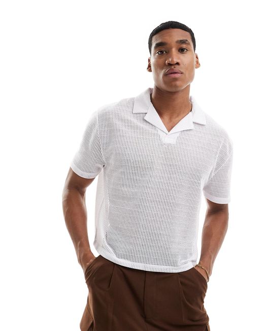 ASOS White Cropped Relaxed Polo for men